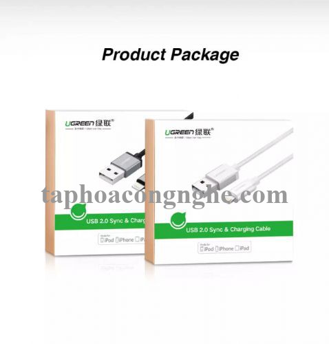 Ugreen 40693 0.5M màu Trắng Cáp Lightning sạc + truyền dữ liệu cho iPhone US199 30040693